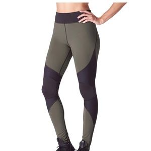 MICHI Olive Green and Black Moto Panel Leggings